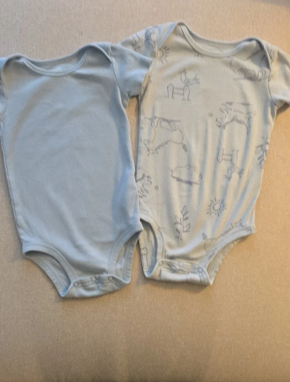 Carter's Light Blue Baby One-Piece Bodysuits with Animal Print - Pack of 2